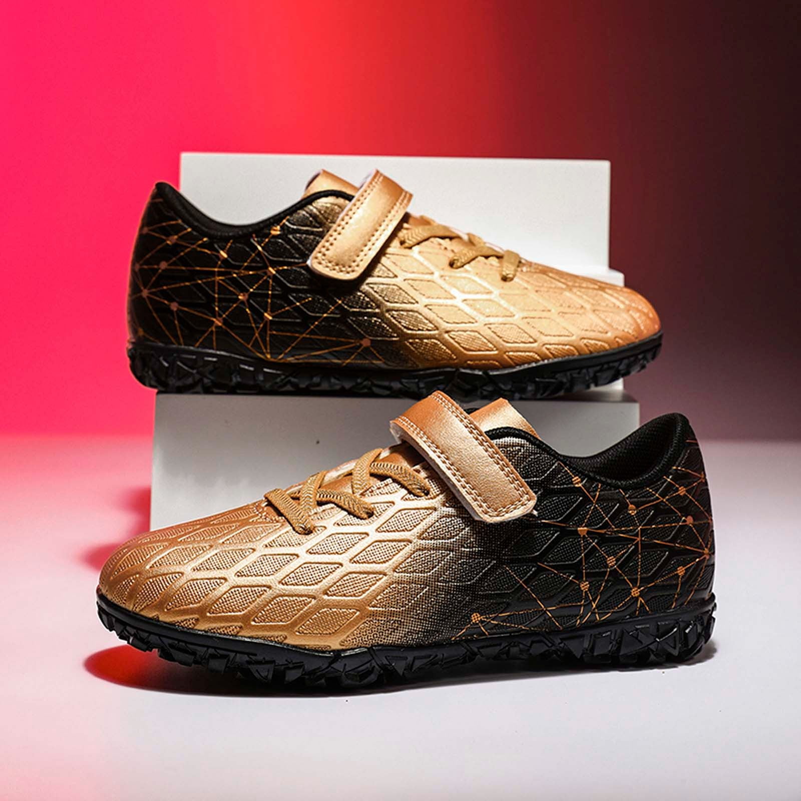 ZHOGXU Big Kids Boys Sneakers Lace Up Color Block Comfortable Lightweight  Football Shoes For Training Gold 12-12.5 Years - Walmart.com