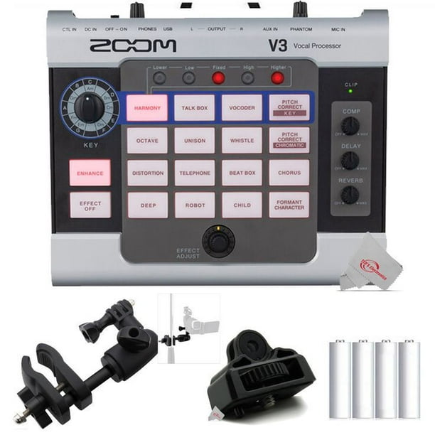 Zoom V3 Vocal Processor with Zoom MSM-1 Mic Stand Mount with Camera Mount