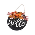 thumbnail image 3 of Letrero redondo de madera para puerta de casa de campo, decoración para colgar en la puerta delantera, para Halloween y Navidad, 3 of 8
