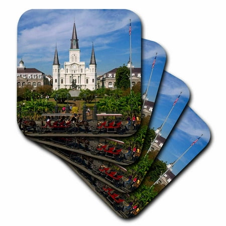 3dRose St. Louis Cathedral, New Orleans, Louisiana - US19 DFR0091 - David R. Frazier, Soft Coasters, set of 8