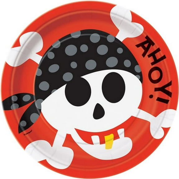 Pirate Party Paper Dinner Plates, 9in, 8ct