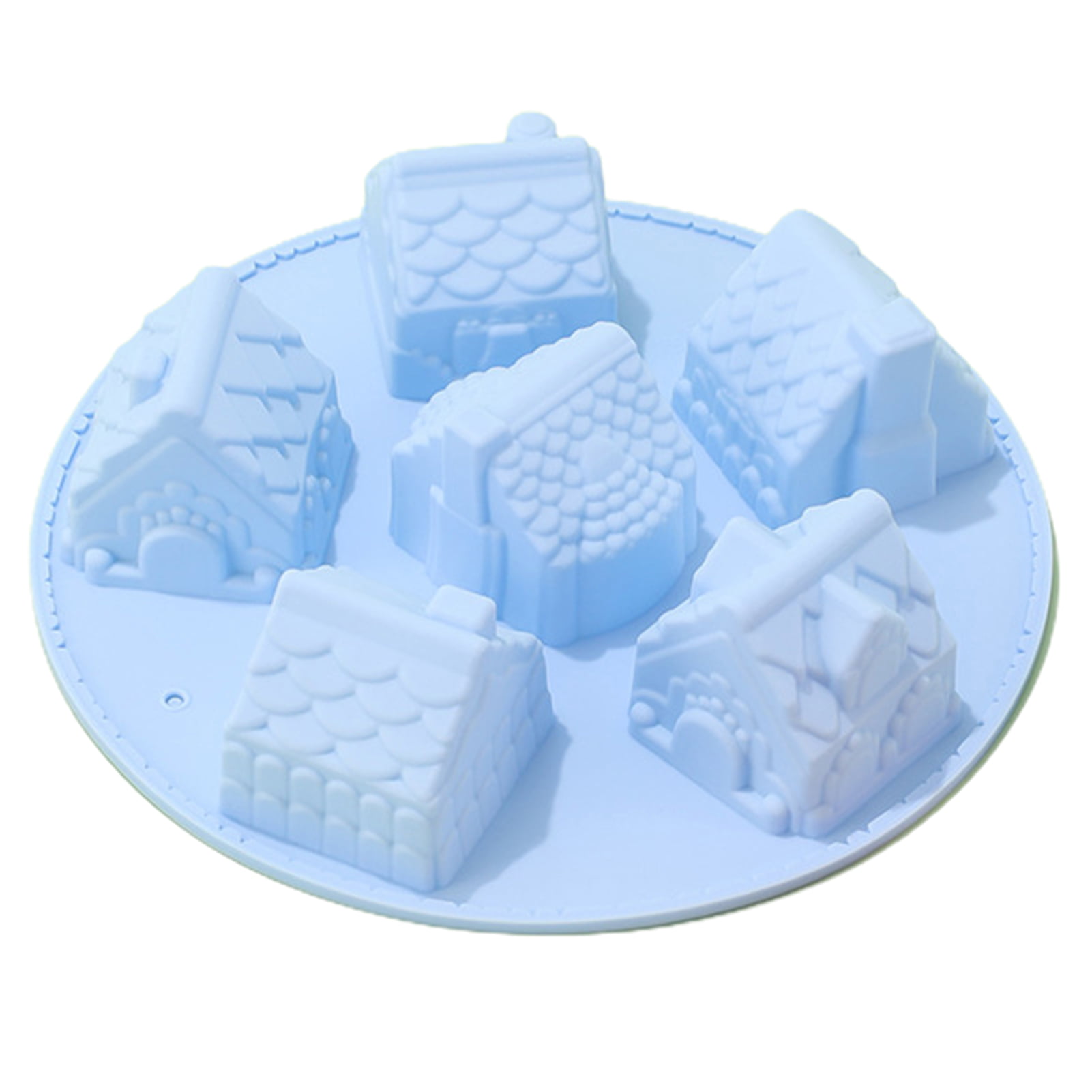 1 Pack House Shape Silicone Mold, 6 Cavity Non-stick Cozy Village Baking Pan,  House Shape Soap Mold, Mini Christmas House Cake Molds for Brownies  Chocolate Jelly Pudding Cupcake Ice-cream 