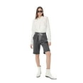 thumbnail image 4 of Lenpel Bermuda Shorts for Women Elastic High Waisted Drawstring Button Front Knee Length Shorts Summer Casual Shorts with Pockets, 4 of 7