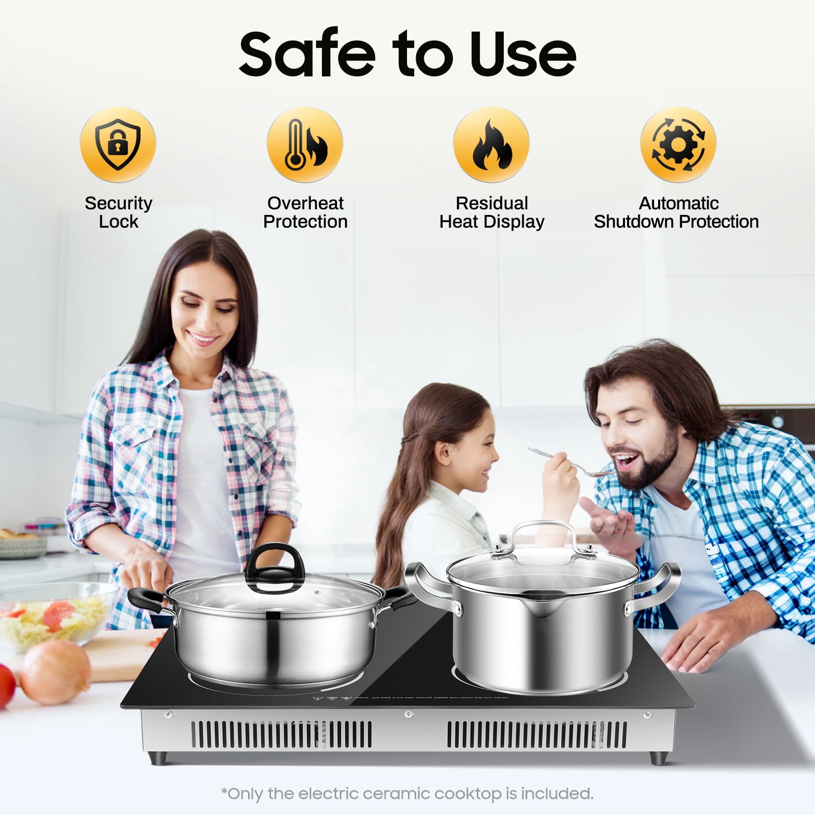 23.4 Inch Induction Cooktop 4 Burners, 110V 3000W Built-in Induction Stovetop Flat Glass Top Electric Stove Hob with Touch Control & Child Lock for Kitchens Snack Bars & Hotels