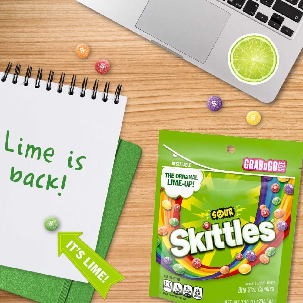 SKITTLES Sours Chewy Candy Bulk, 9 Oz Resealable Bags, 8 Count Bags, Bulk Box