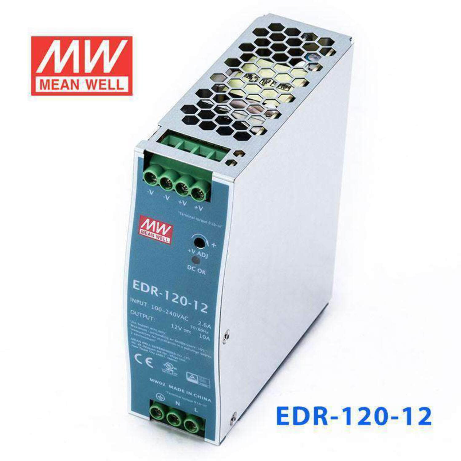 Mean Well EDR-120-12 Single Output Industrial Power Supply 120W 12V - DIN Rail