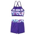 thumbnail image 2 of YONGHS Kids Girls Ballet Sequins Mermaid Tank Crop Top Shorts Set Tankini Swimwear 4-14, 2 of 7
