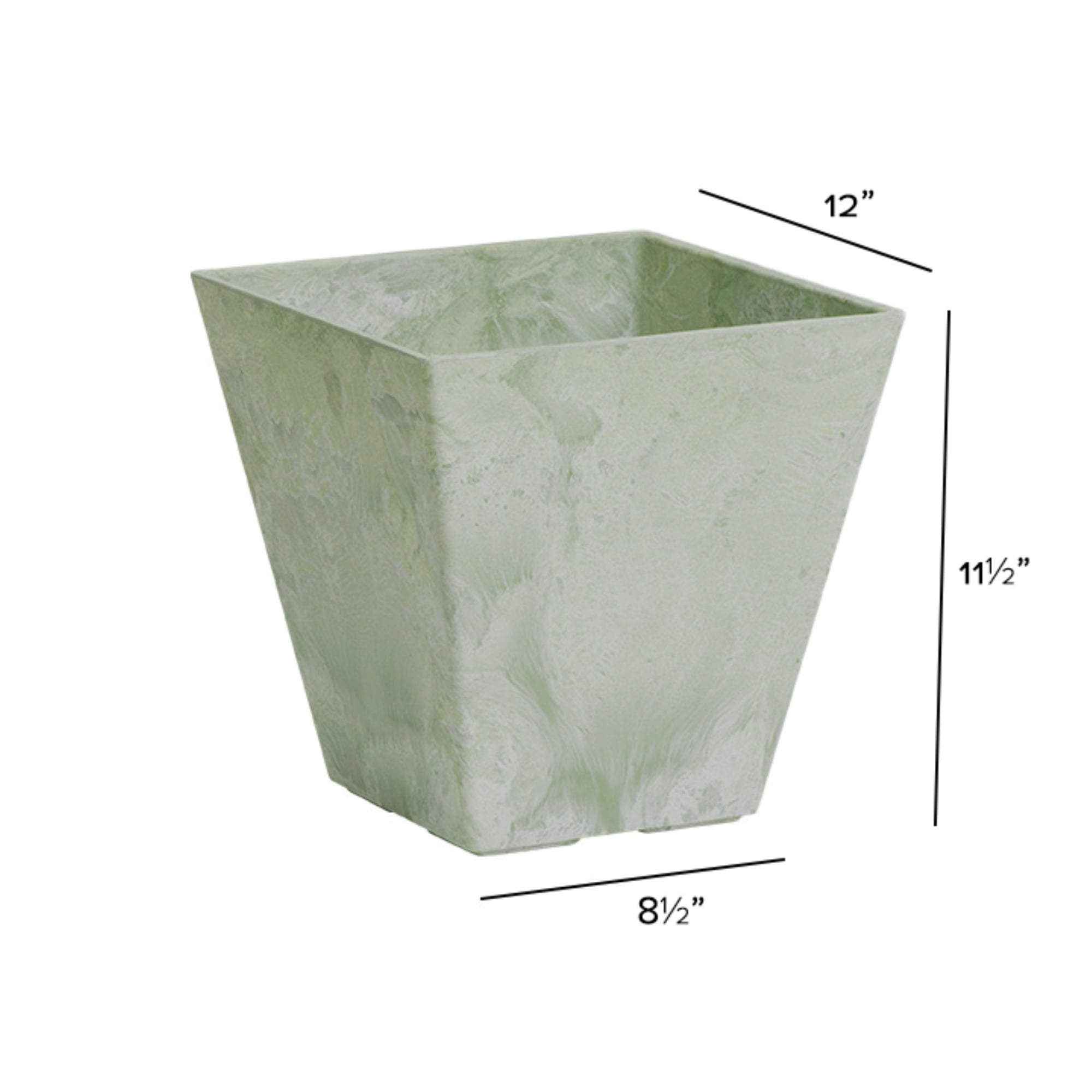 Root & Vessel Ella Square Planter, Mint, 12"