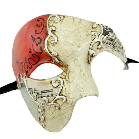 Men's Phantom Music Red Silver Large Mardi Gras Masquerade Elegance Mask