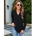 thumbnail image 2 of Gemono Womens Long Sleeve Polo Shirts Business Casual V Neck Lapel Tops Dressy Work Tunic Blouses, 2 of 7