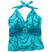 Women's Plus Belted Halter Tankini Top