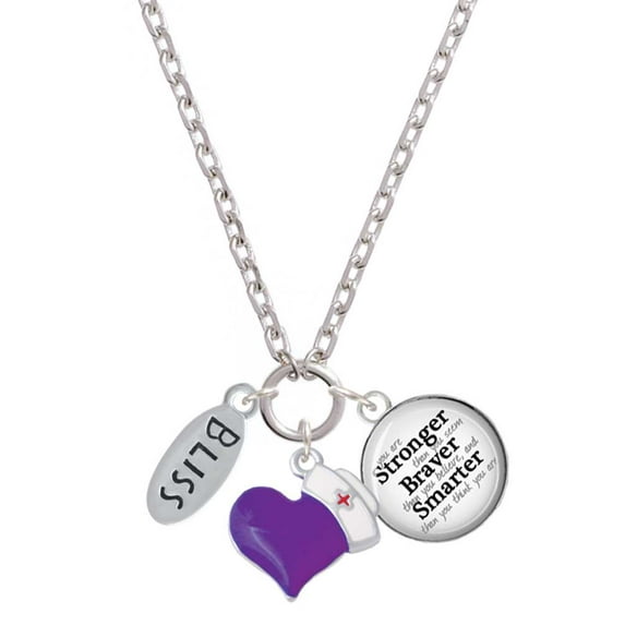 Delight Jewelry Silvertone Bliss Oval - Purple Heart Nurse Strong Zoe Necklace