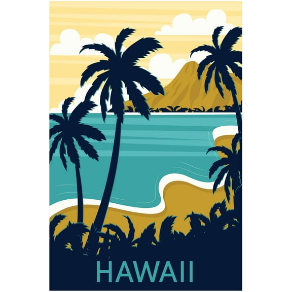 EzPosterPrints - Retro World Famous City Posters - Decorative, Vintage, Retro, Grunge Travel Poster Printing - Wall Art Print for Home Office - HAWAII, HAWAII - 12X18 inches