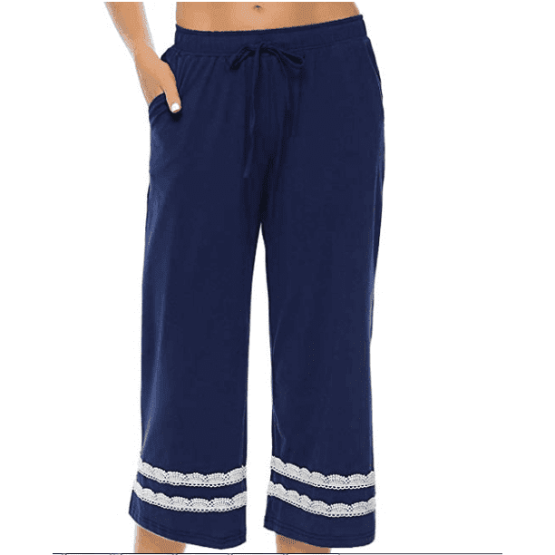 Pantalon Pyjama pour Femmes, Bas de Vêtements de Nuit à Taille Haute et à Rayures