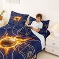 thumbnail image 3 of Castle Fairy Basketball Sport Queen Sheets 4 Pieces, Sport Court Queen Sheet Sets, Navy Gold Orange,1 Fitted Sheet, 1 Flat Sheet and 2 Pillowcases, 3 of 6