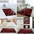 thumbnail image 3 of Red Black Checkerboard Pattern Carpet Style Living Room Bedroom Soft Comfy Rug Modern 3d Entry Door Mats Household 23.6"x35", 3 of 7