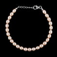 thumbnail image 4 of QNAVIC Genuine Peach Freshwater Cultured Pearl Fancy Oval Full Beaded Bracelet, Handmade Jewelry, April Birthstone, Gift for Women, 925 Sterling Silver Bracelet 8", 4 of 5
