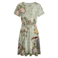thumbnail image 4 of Chinese Traditional Flower Birds Dress Fashion Beach Short Sleeve Dresses Female Party Printed Sundress, 4 of 7