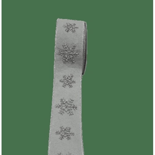 Silver Glitter Snowflake Christmas Ribbon, 2.5" x 12', by Holiday Time