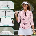 thumbnail image 6 of Uorisanigo Butterfly Flower Women's 3/4 Sleeve Athletic Golf Shirts Quarter Zip Quick Dry Athletic Polo Shirts Comfortable Soft Polyester Spandex Fabric Outing Wear Tennis Tops Size XL, 6 of 7