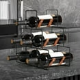 thumbnail image 1 of Rack de vinos Soporte de botella de vino de 3 niveles Servicio de exhibición de organizador independiente para el sótano del gabinete de restaurantes, 1 of 8