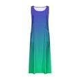 thumbnail image 4 of Teissuly New Women's Sleeveless Cotton And Linen Round Neck Printed Long Dress, 4 of 5