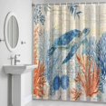 thumbnail image 6 of Sea Corals Turtle Bathroom Shower Curtain, Summer Beach Sea Stars Retro Texture Waterproof Washable Soft Bath Curtain for Bathtub Decor with 12 Hooks&Grommet, 36x72 Inch, 6 of 9