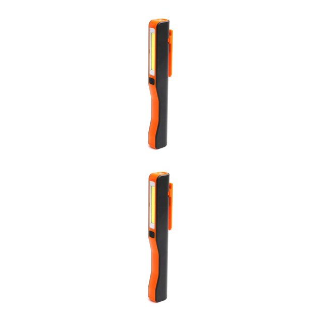 Greeniant Pluma de trabajo Luz COB LED Ajustable IPX4 Impermeable Inspección Linterna Emergencia Portátil Manos libres Clip Lámpara Naranja No.03 2Conjunto