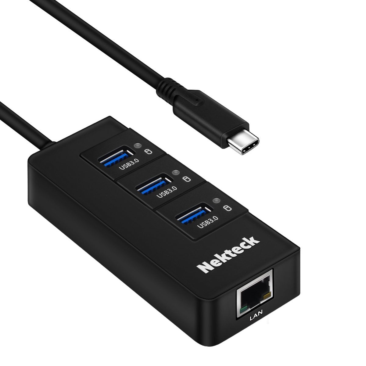 Nekteck USB Type C to USB 3.0 3Port HUB with RJ45 Gigabit Port Adapter Converter for