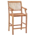thumbnail image 5 of Teak Wood Castle Outdoor Patio Barstool with Arms, 5 of 5