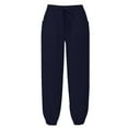 thumbnail image 4 of Womens Palazzo Pants Drawstring Flowy Textured Elastic High Waist Tapered Trousers Casual Loose Fit Joggers with Pockets Navy XXL, 4 of 4