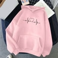 thumbnail image 2 of Womens Loose Heart Printed Hoodie Sweatshirt with Pocket Long Sleeve Hooded Pullover Cotton Fleece Tops S-XXXL (Medium, Pink 03), 2 of 6