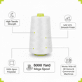 thumbnail image 2 of Sedona Designz 6000 Yard Spool White Sewing Thread 100 Percent Polyester All Purpose Overlock Cone, 2 of 16