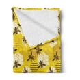 thumbnail image 2 of Bee Soft Flannel Fleece Blanket, Patchwork Background of Floral Elements Stripes and Hexagon with Silhouette Bees Print, Cozy Plush for Indoor and Outdoor Use, 60" x 80", Multicolor, by Ambesonne, 2 of 5