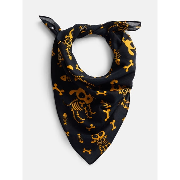 Way To Celebrate Halloween Women's Pet Skeletons Bandana, One Size, Black/Orange