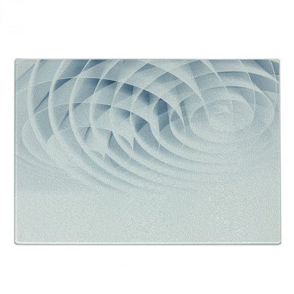 Geometric Cutting Board, Futuristic Digital Spirals with Dimensional Line Features Vortex Inspired Print, Decorative Tempered Glass Cutting and Serving Board, Small Size, Pale Blue, by Ambesonne