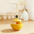 thumbnail image 4 of Juguete de poliuretano Roly dispensador de comida para gatos | Teaser interactivo de plumas con bolas de menta | Diseño de tambor plástico duradero | Verde, Rosa, Amarillo | 9,84 x 3,54 pulgadas, 4 of 6