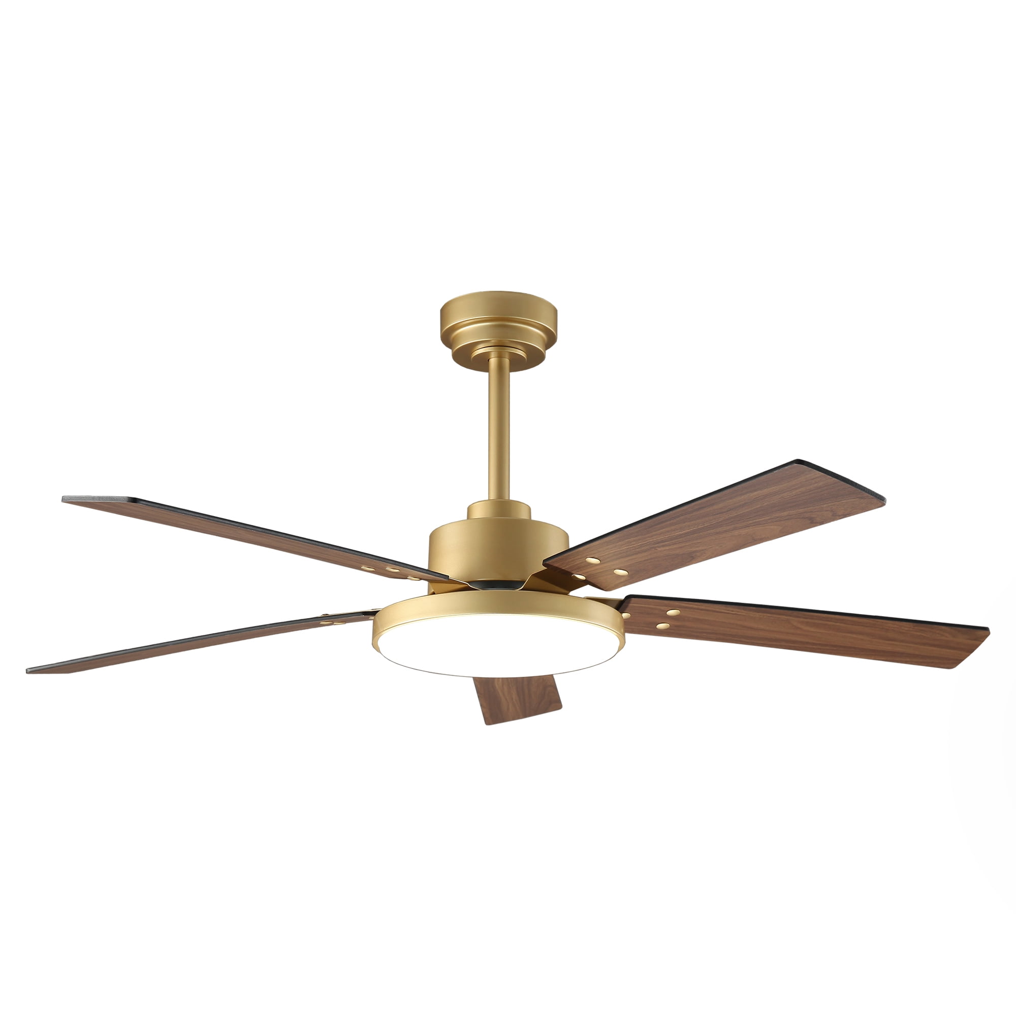 52" Modern Gold DC Motor Smart Ceiling Fan with Integrated LED Light and Remote,App Control