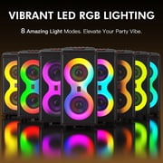 JYX Party Speaker, Portable Outdoor Bluetooth Speaker with 2 Microphones, Led Lighting, Retro Leather Deep Bass PA System for Singing, T39