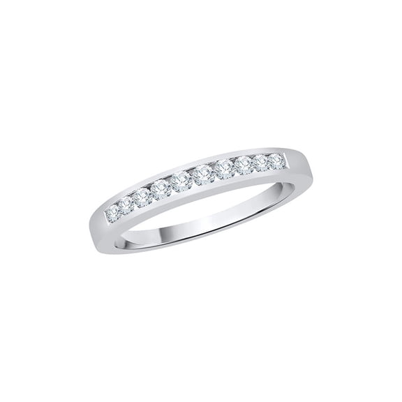 Channel Set Diamond Wedding Band in Sterling Silver (1/4 cttw, I-J, I1-I2) (Size-8)