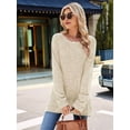 thumbnail image 6 of Womens Y2K Split Side Knit Sweater Crewneck Long Sleeve Pullover Solid Knit Side Slit Blouse Tunics  XXL, 6 of 8