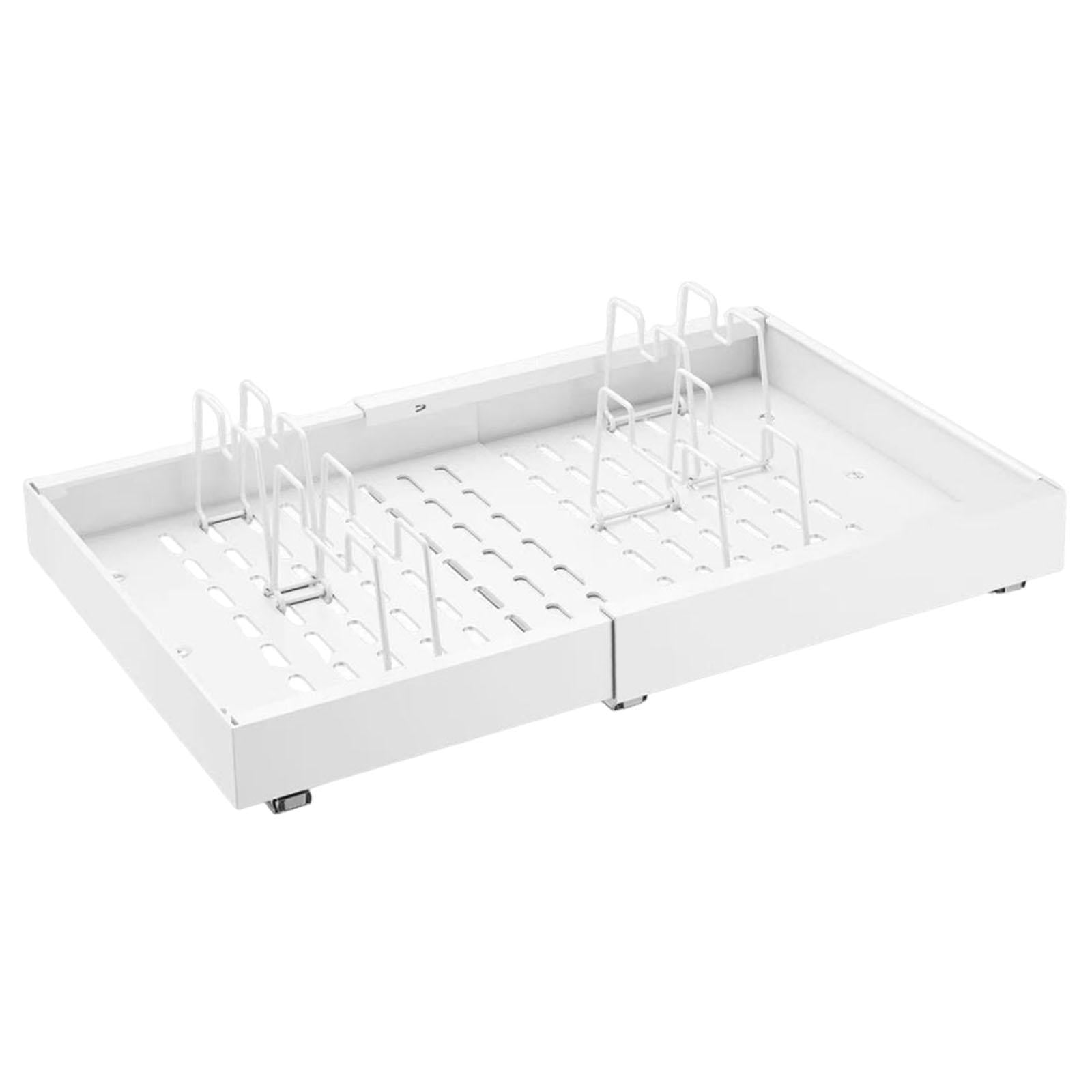 Fiocias Pull Out Cabinet Organizer Utensil Spice Storage Shelf Carbon Steel under Sink Drawer Storage Rack for Pantry Closet Office White