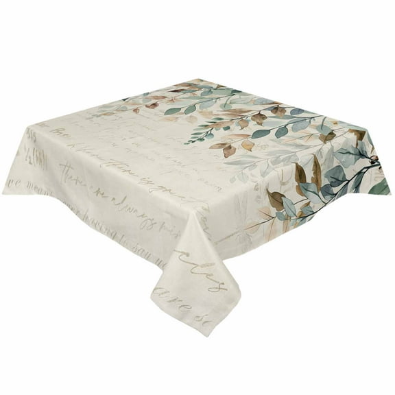 Fall Green Eucalyptus Square/Round Tablecloths 54x54,Retro Thanksgiving Autumn Leaves Table Cloth Table Cover Indoor/Outdoor Tabletop Decor for Wedding Holiday Party Dinner Baby Shower