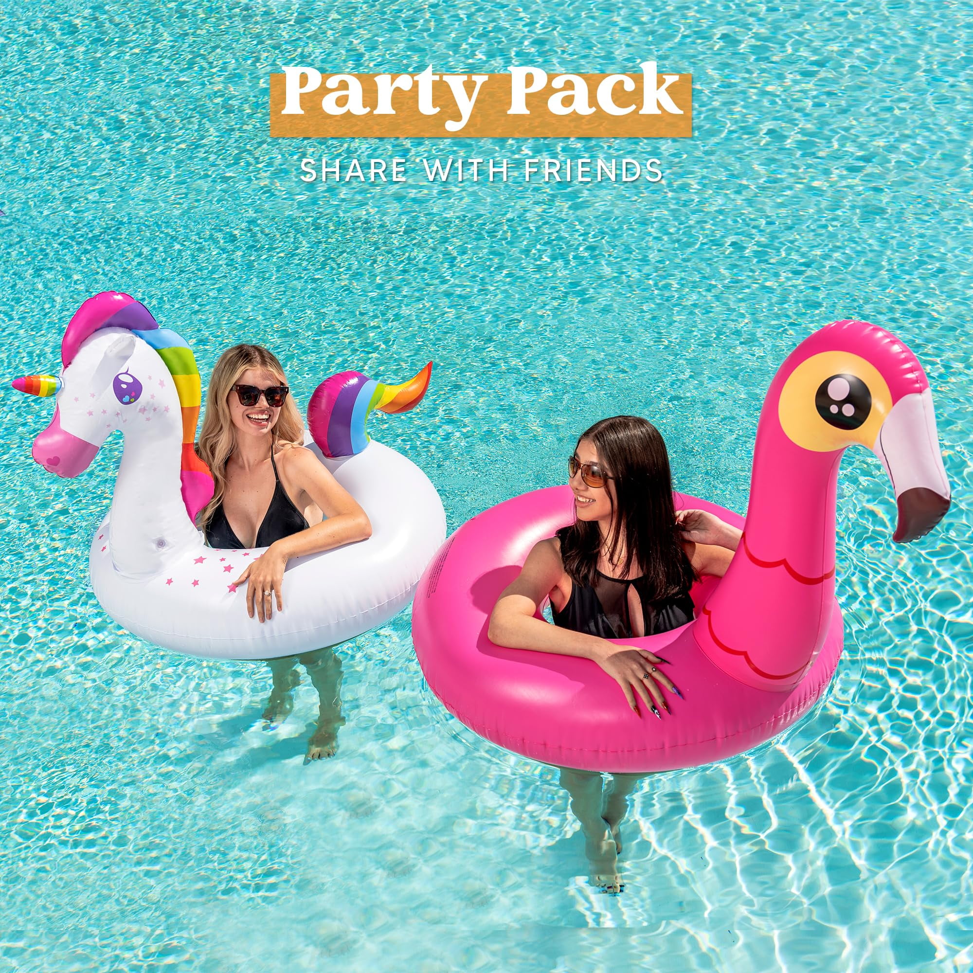 Joyfy 2 Packs Flamingo Unicorn Pool Float, Fun Beach Floaties, Inflatable Swimming Pool Tubes Party Toys, Summer Pool Raft Lounger for Adults & Kids