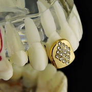 14K Gold Plated Diamond-Shape One Tooth Grillz Cap 1 Single Hip Hop Grill Slug