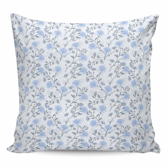 Blue Spring Floral Pillow Covers 24x24 Inch Decorative Throw Pillow Cover, Flowers Leaves Pastoral Botanical Sofa Pillowcases Accent Cushion Case Home Decor Bedroom Living Room