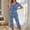 Blue, variant on ClodeEU Women's Print Floral Sleepwear Short Sleeve Top and Capri Pants Pajama Set Pink 01,Womens Plus XXL