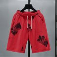 thumbnail image 2 of PEASKJP Shorts à devant Plat pour Hommes Entraînement Sportif Cross Training, Rouge L, 2 of 3