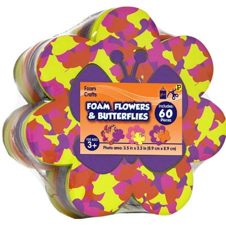 s 115125E Creative Hands Shape Stack, Flower and Butterfly, Foam Shape Stack By Fibre Craft