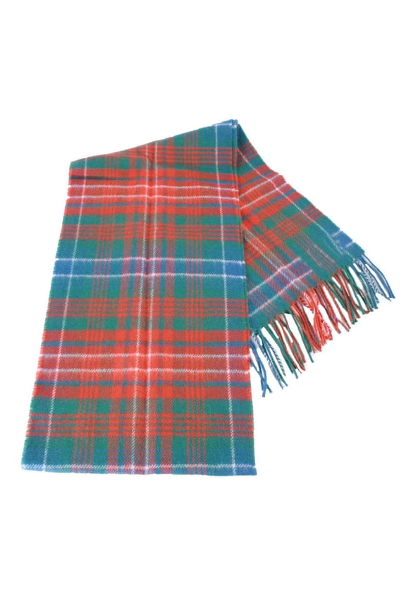 Bowhill Wilson Ancient Lambswool Tartan Scarf - Green/Orange